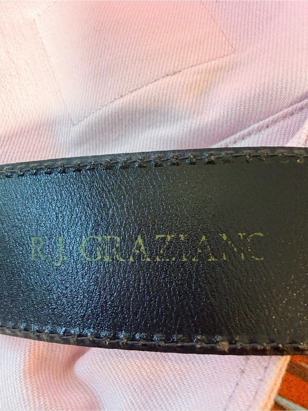 R.J. Graziano Vintage Brass Plate & Leather Statement Belt